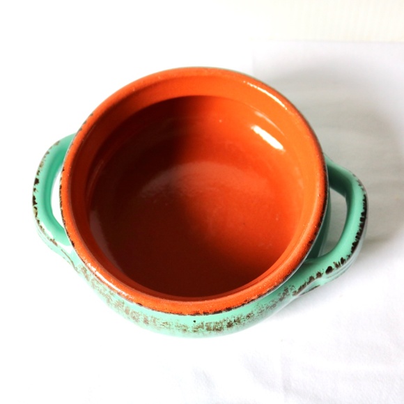De Silva Covered Terracotta Glazed Small Ceramic Casserole Baking Dish Turquoise - Picture 5 of 9